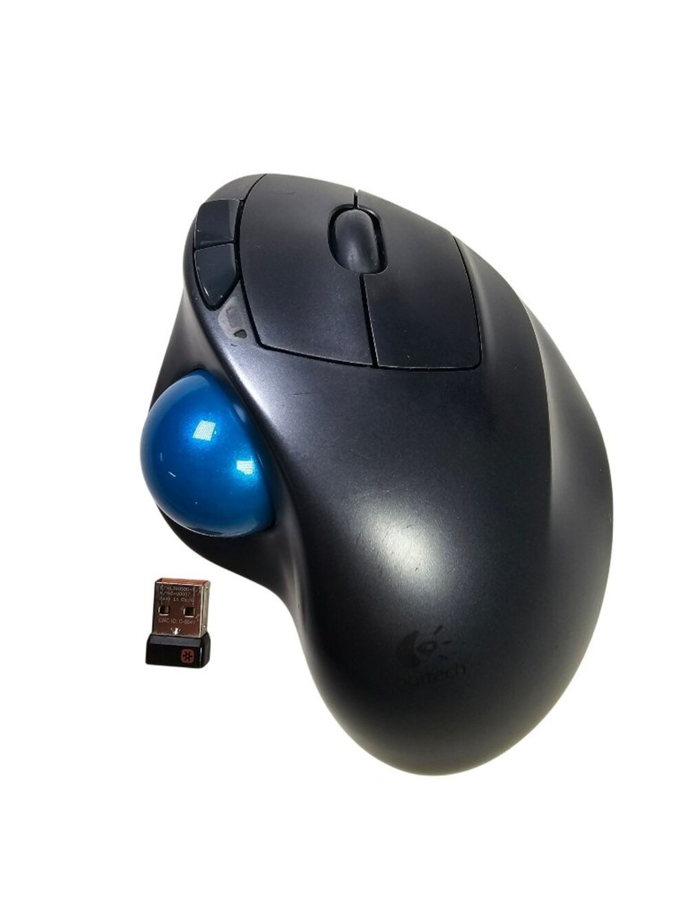 Logitech M570 Ergonomic Wireless Trackball Mouse w/ USB Receiver Black/Blue